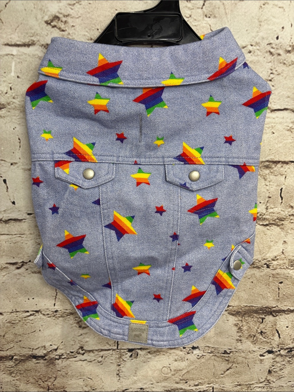 NWT- Canada Pooch Rainbow Star Denim Vest